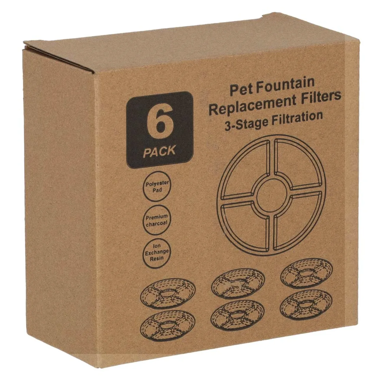 Filtry wymienne do poidełka fontanny dla psa kota zwierząt zestaw 6 sztuk - obrazek 9