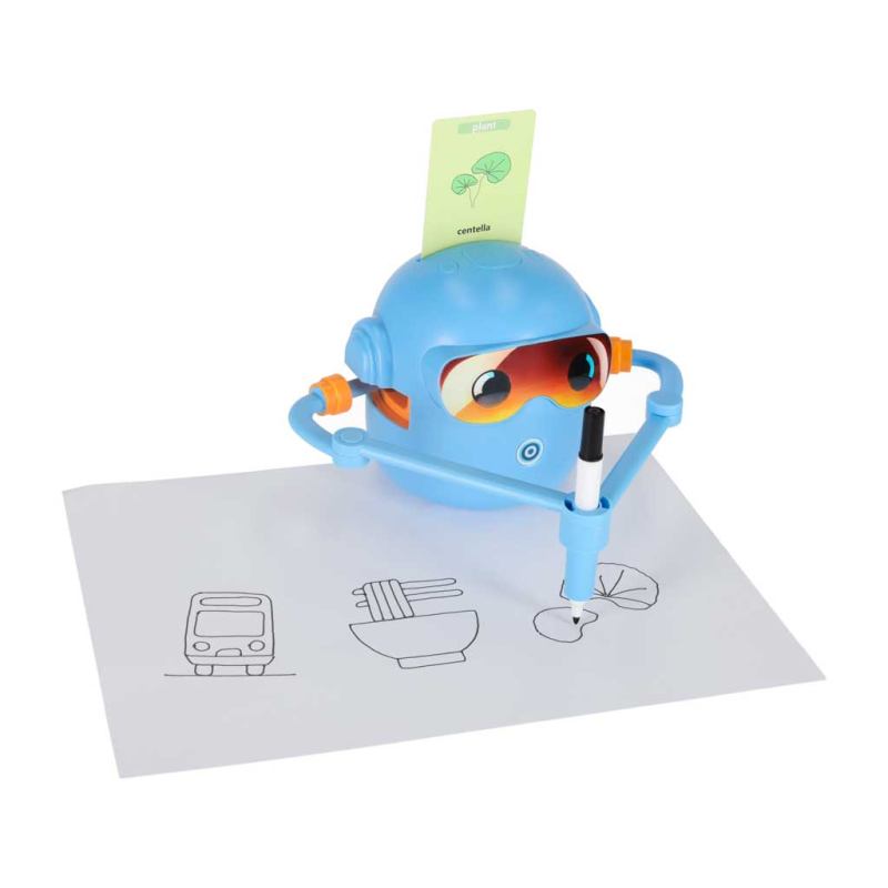 Zabawka interaktywna edukacyjna robot nauka rysowania fiszki mazaki niebieski - obrazek 7