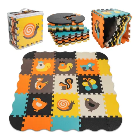 Mata edukacyjna piankowa puzzle zwierzątka kolorowa 114 x 114 cm 25 elementów