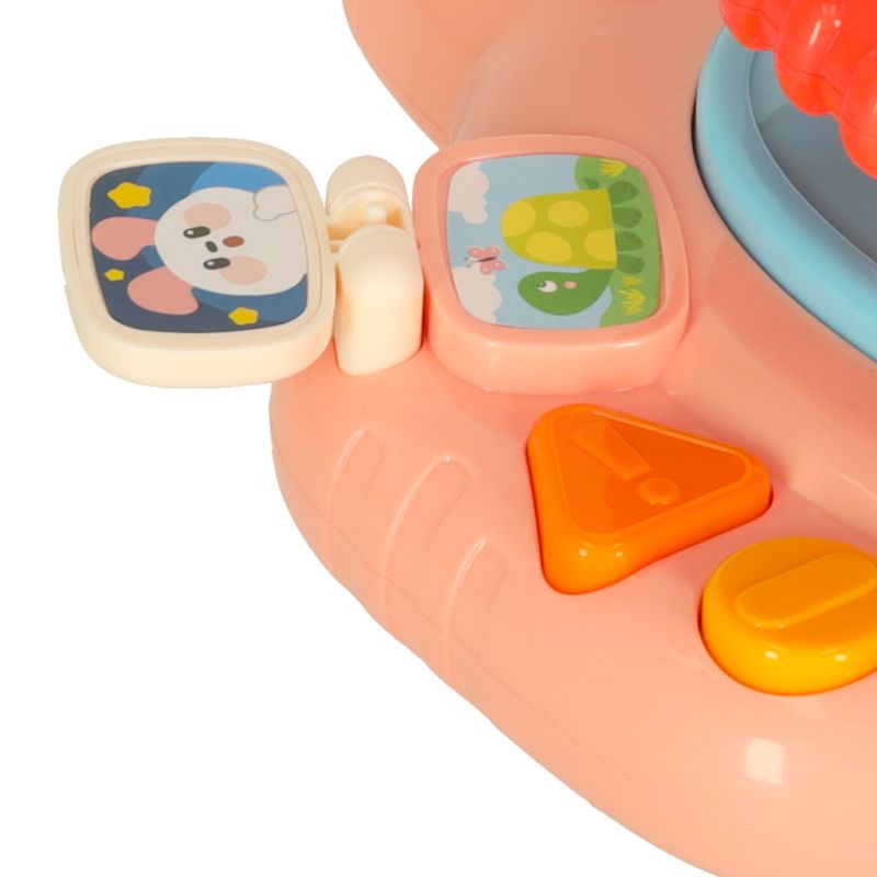 Zabawka interaktywna kierownica dla dzieci dziecka malucha do wózka symulator muzyka dźwięki różowa - obrazek 4