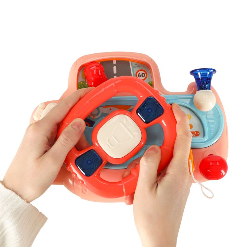 Zabawka interaktywna kierownica dla dzieci dziecka malucha do wózka symulator muzyka dźwięki różowa - obrazek 7