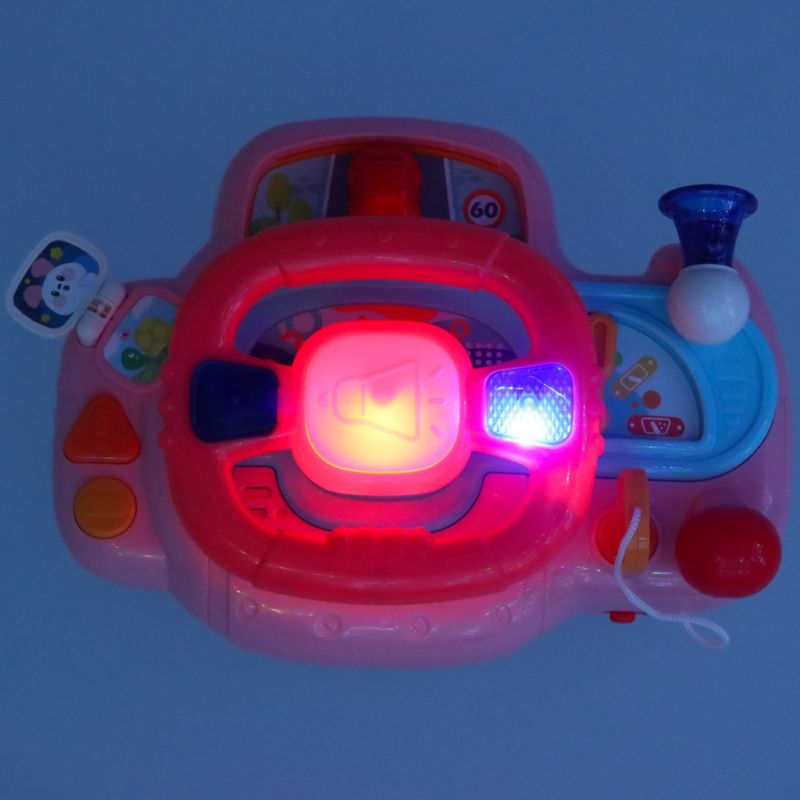 Zabawka interaktywna kierownica dla dzieci dziecka malucha do wózka symulator muzyka dźwięki różowa - obrazek 8