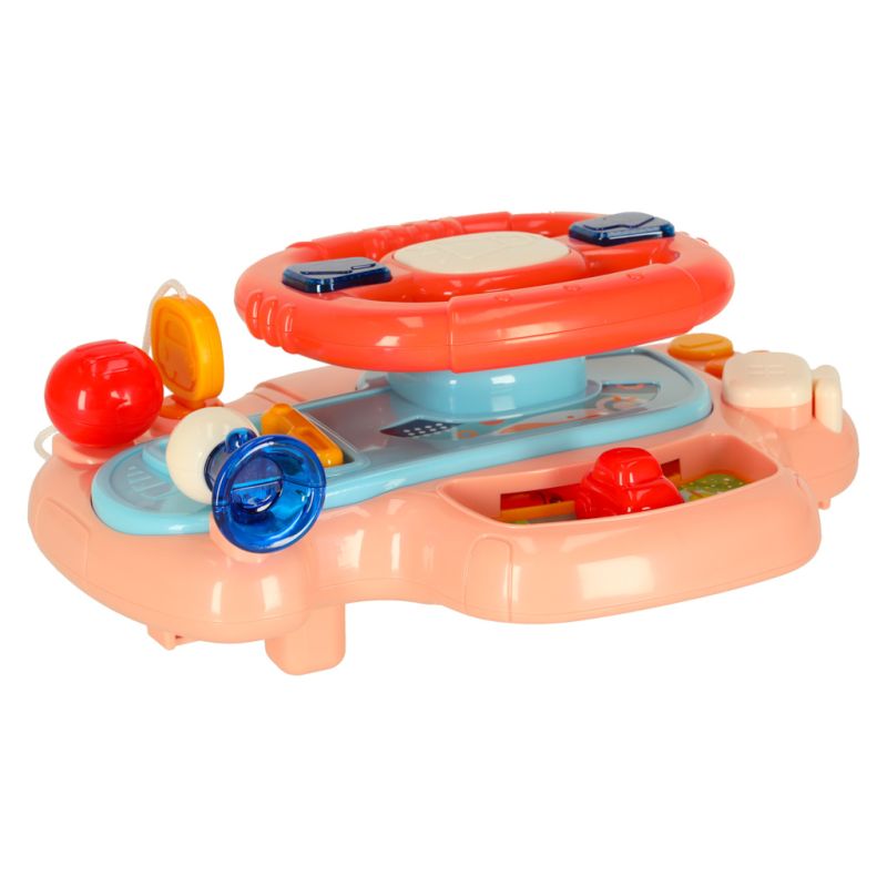 Zabawka interaktywna kierownica dla dzieci dziecka malucha do wózka symulator muzyka dźwięki różowa - obrazek 9