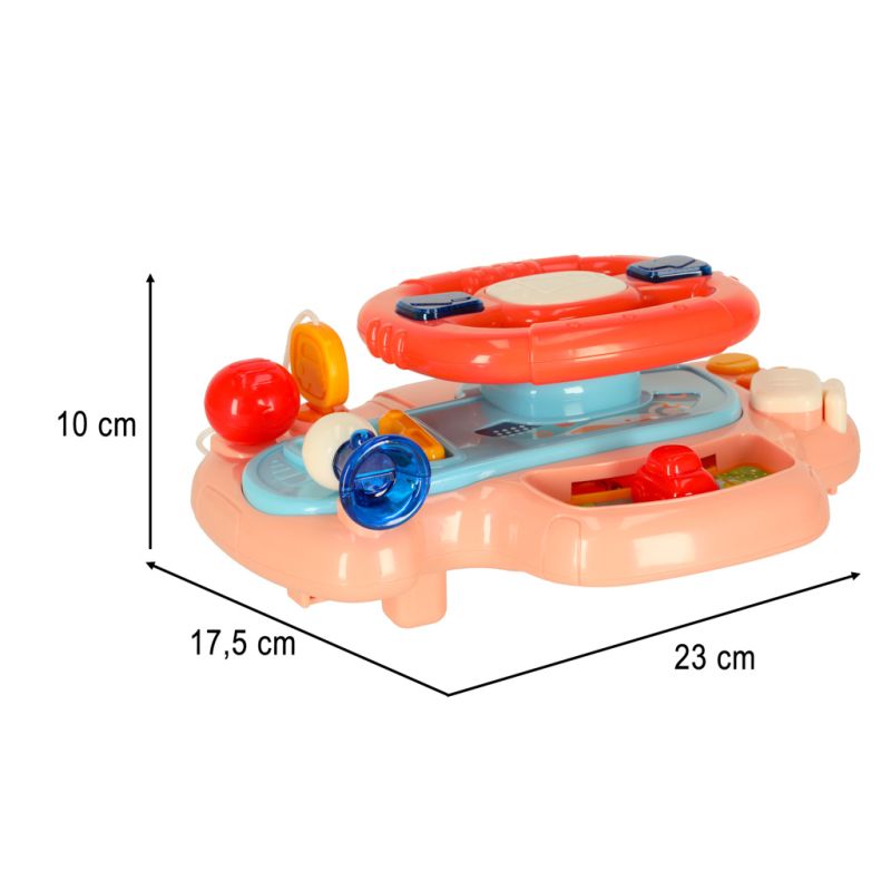 Zabawka interaktywna kierownica dla dzieci dziecka malucha do wózka symulator muzyka dźwięki różowa - obrazek 10