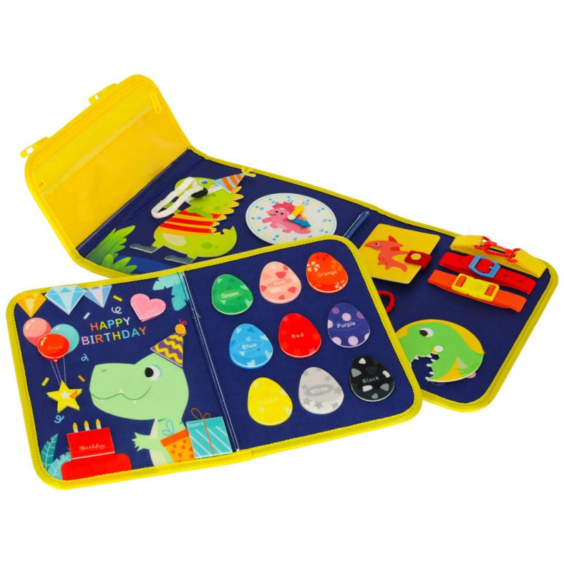 Tablica manipulacyjna sensoryczna montessori walizka plecak niebieska - obrazek 6