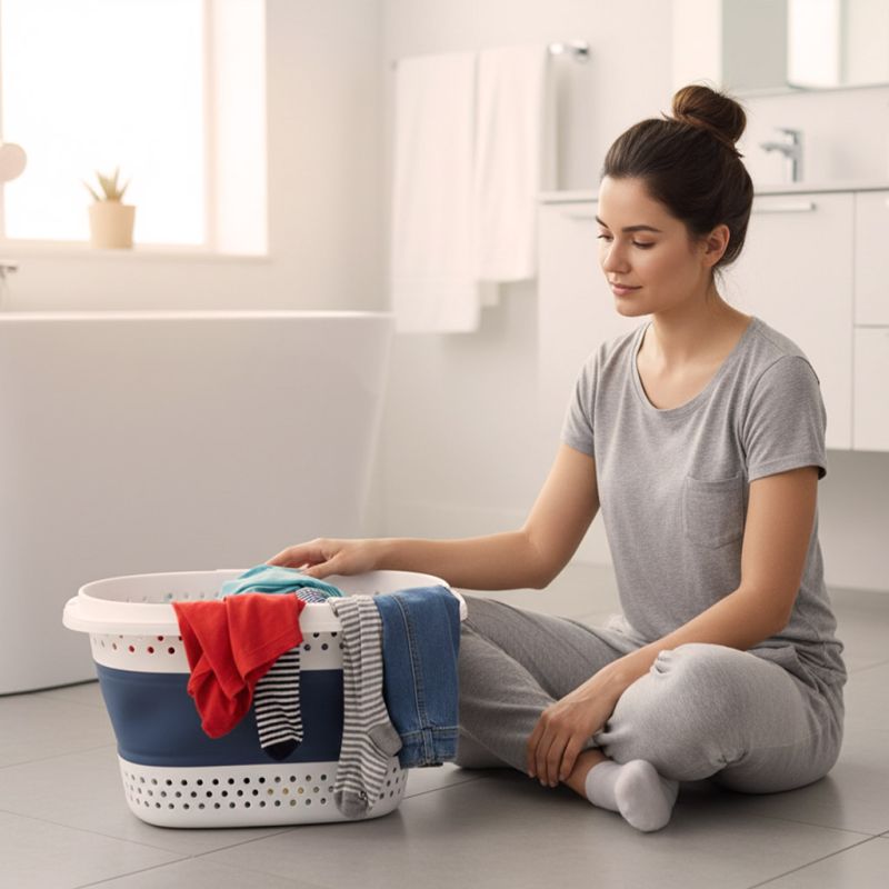 Kosz na pranie składany silikonowy duży koszyk 32L - obrazek 11