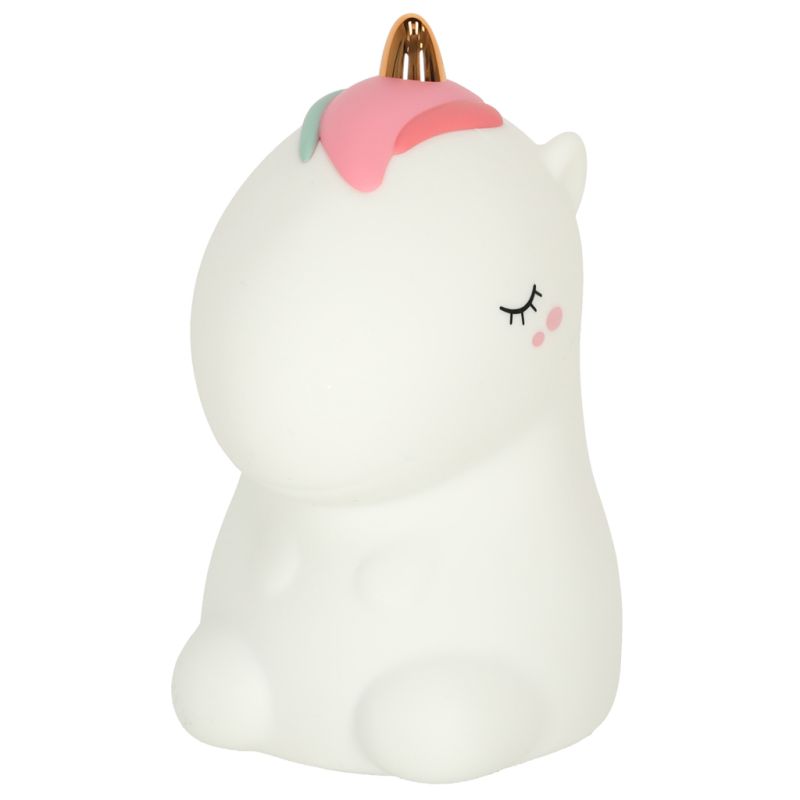 Lampka nocna dla dzieci silikonowa dotykowa miękka LED biała RGB jednorożec - obrazek 2