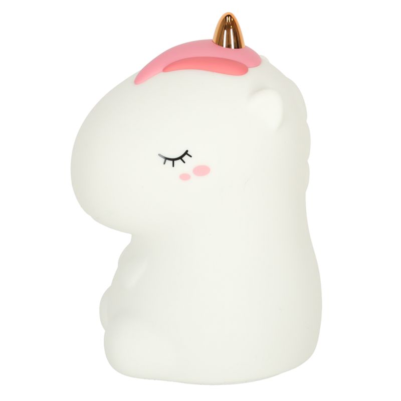 Lampka nocna dla dzieci silikonowa dotykowa miękka LED biała RGB jednorożec - obrazek 3