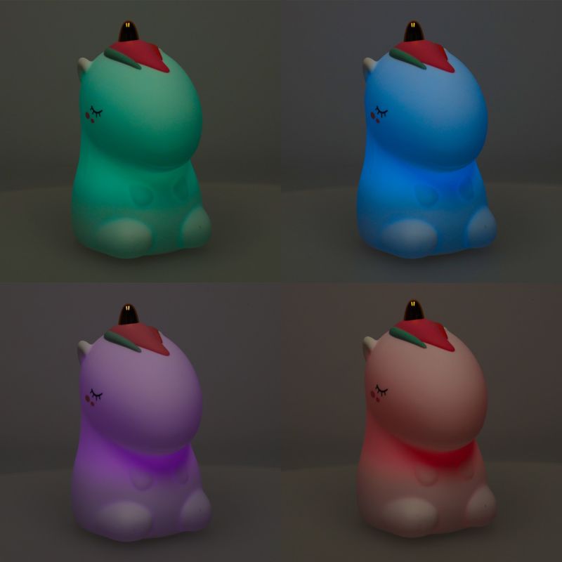 Lampka nocna dla dzieci silikonowa dotykowa miękka LED biała RGB jednorożec - obrazek 9