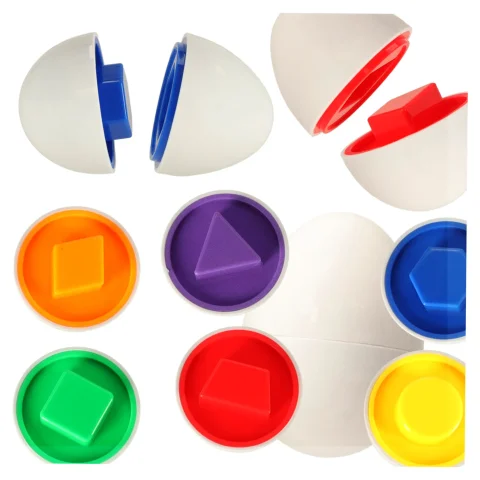 Układanka edukacyjna sorter dopasuj kształty i kolory jajka 6 sztuk