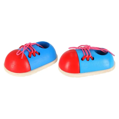 Buty drewniane do nauki sznurowania wiązania sznurowadeł 2 sztuki