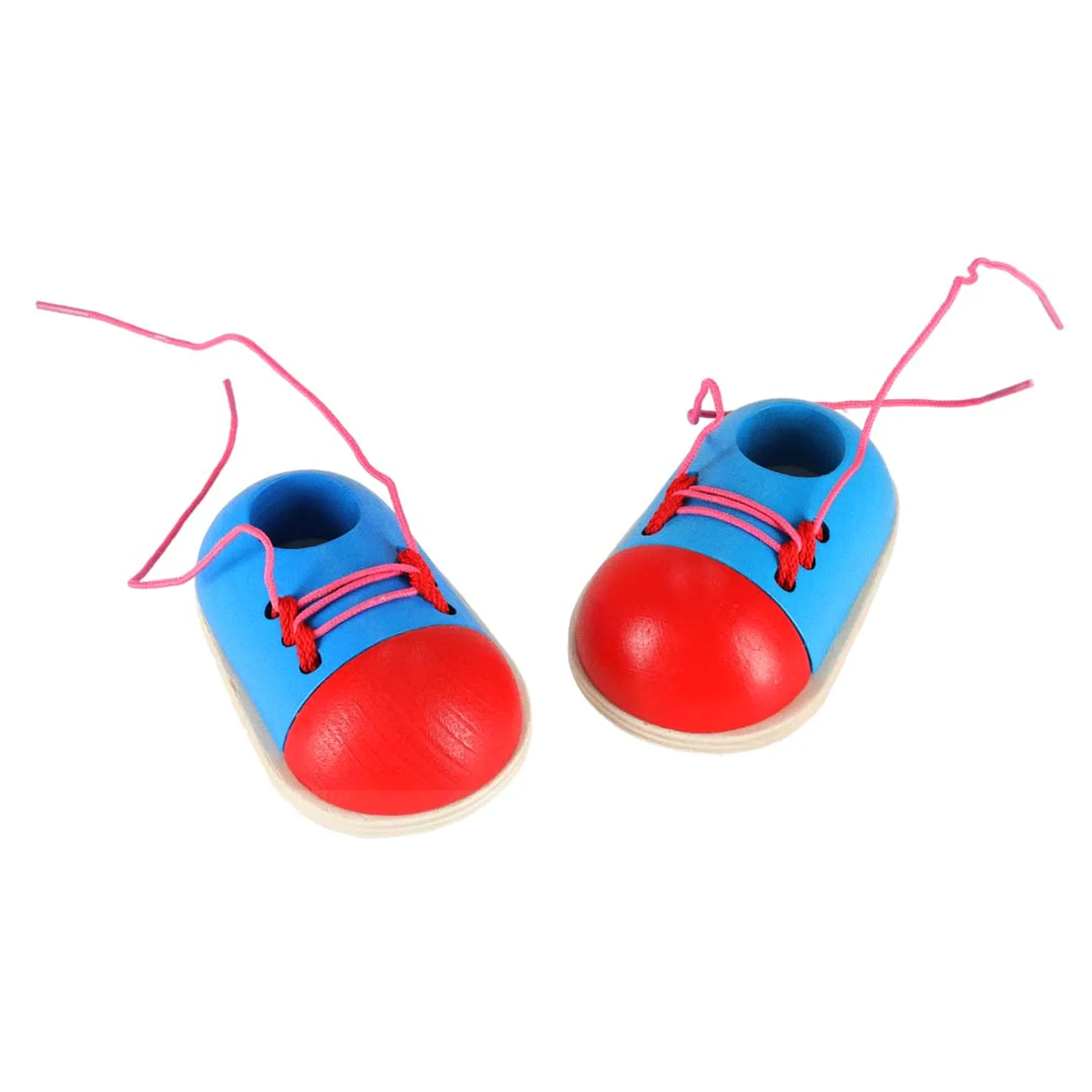 Buty drewniane do nauki sznurowania wiązania sznurowadeł 2 sztuki - obrazek 5