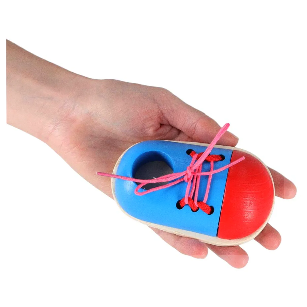 Buty drewniane do nauki sznurowania wiązania sznurowadeł 2 sztuki - obrazek 6