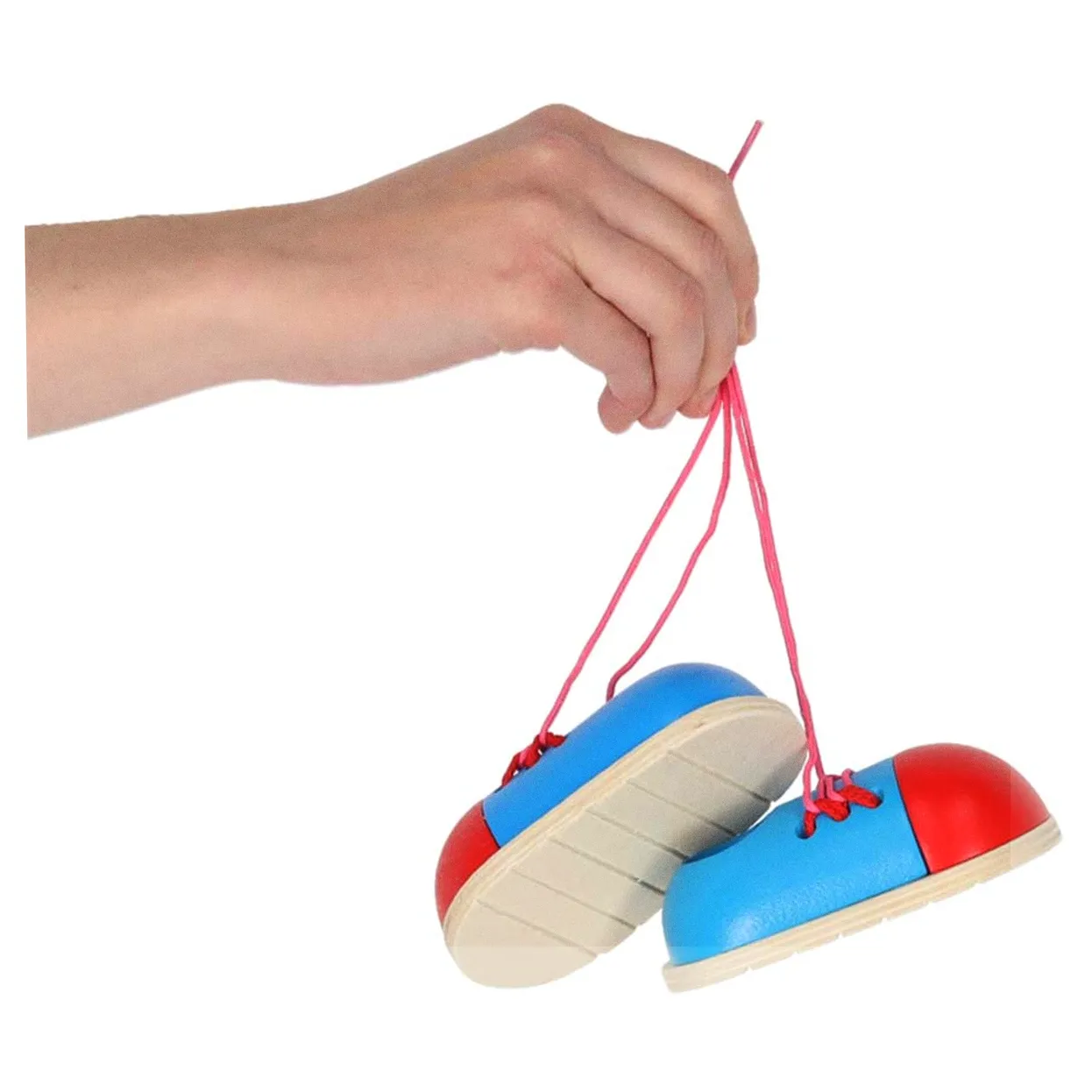 Buty drewniane do nauki sznurowania wiązania sznurowadeł 2 sztuki - obrazek 7