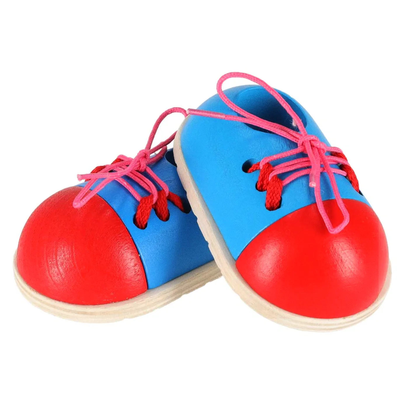 Buty drewniane do nauki sznurowania wiązania sznurowadeł 2 sztuki - obrazek 8