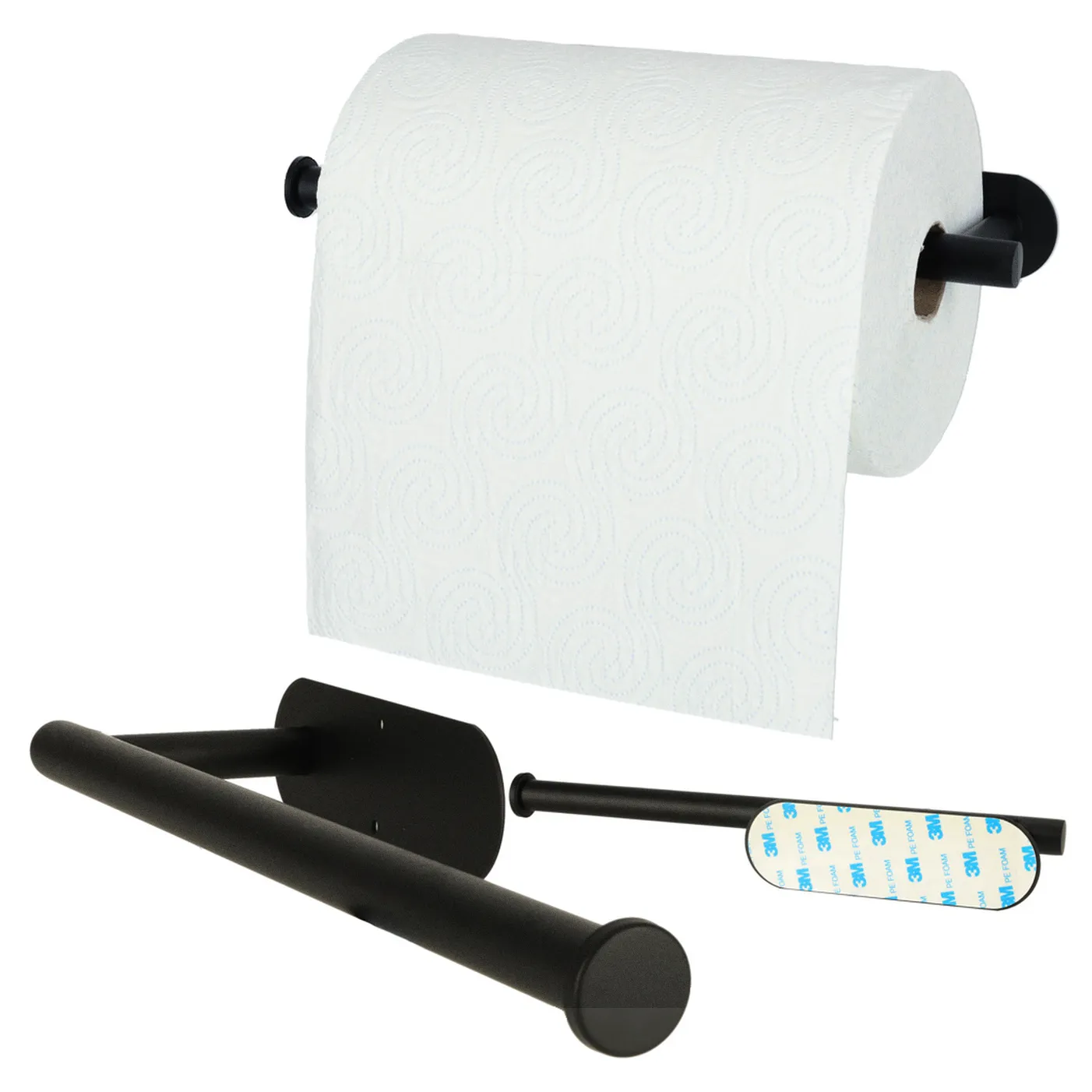 Uchwyt wieszak na papier ręcznik papierowy kuchenny taśma dwustronna mat loft czarny - obrazek 5