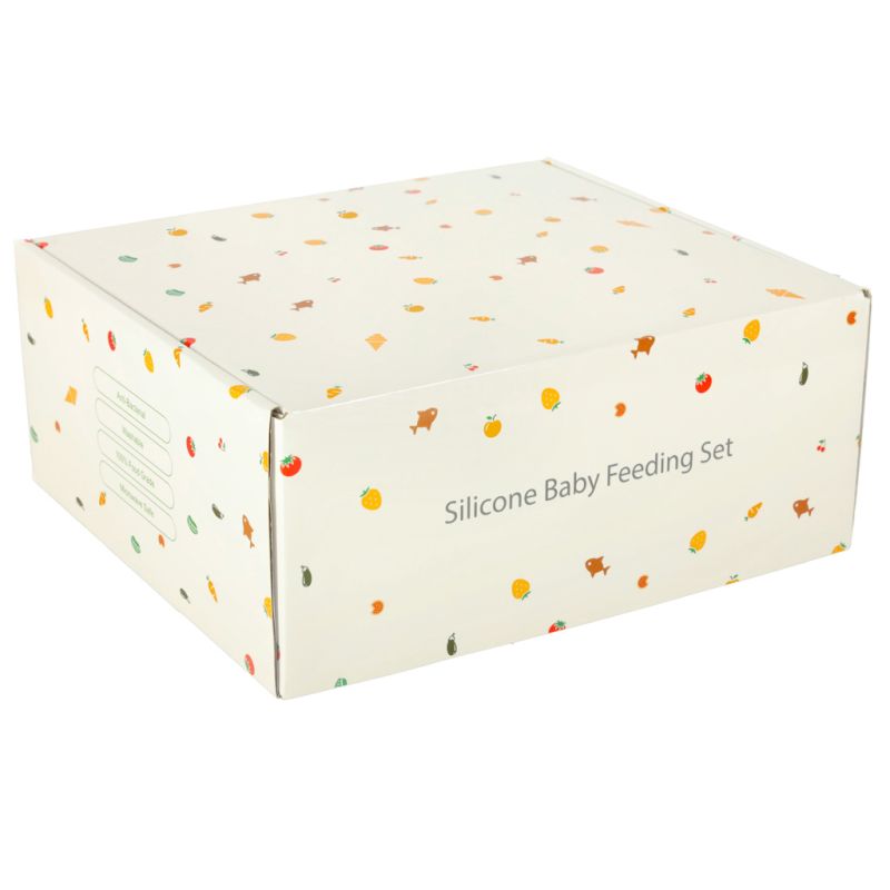 Naczynia silikonowe dla dzieci wiewiórka zestaw 9 elementów ciemny różowy - obrazek 9