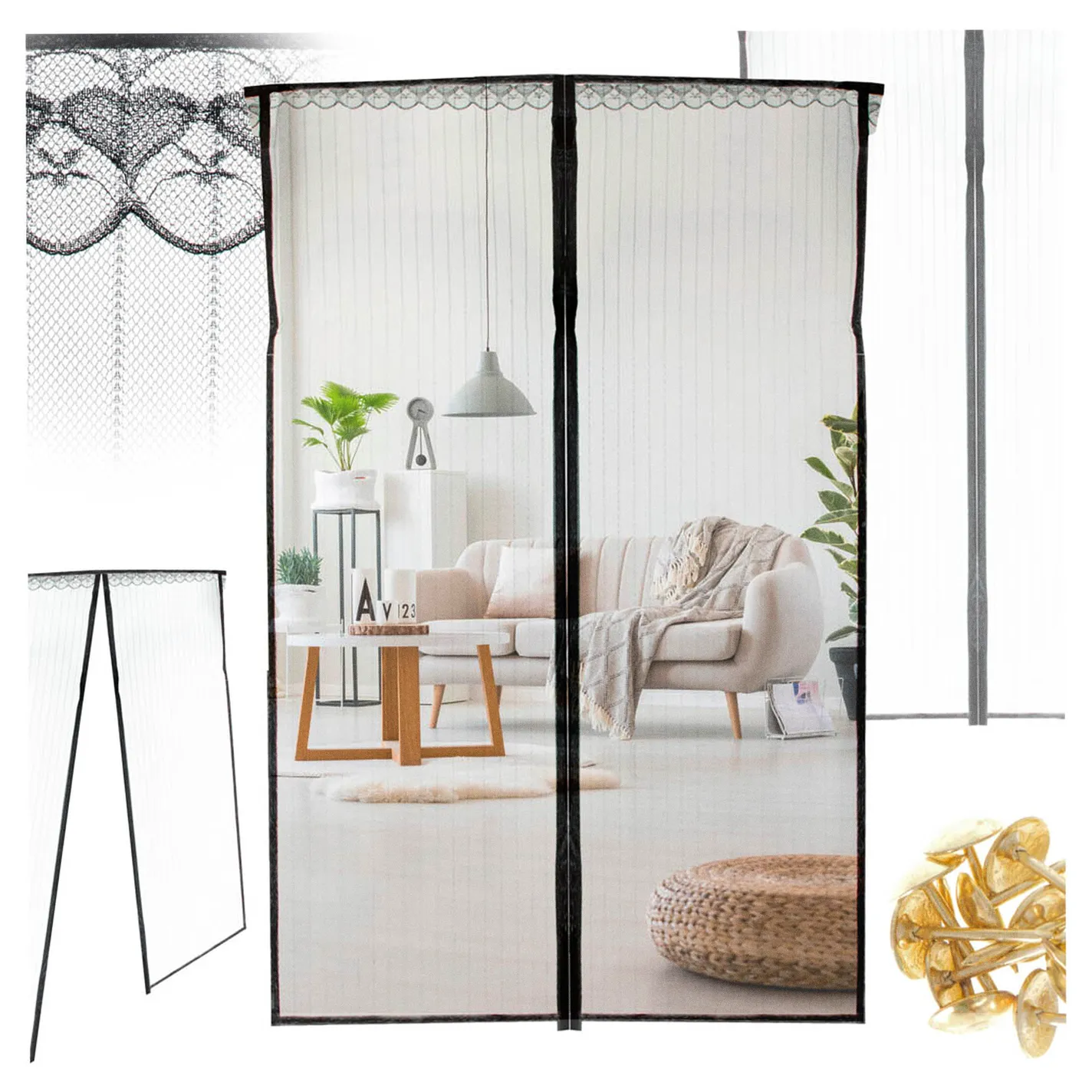 Moskitiera siatka magnetyczna na drzwi 110x220cm CZARNA - obrazek 10