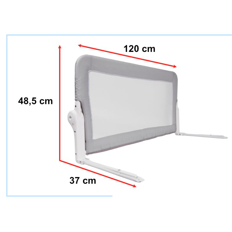 Barierka osłona ochronna do łóżka otwierana 120cm szara - obrazek 3