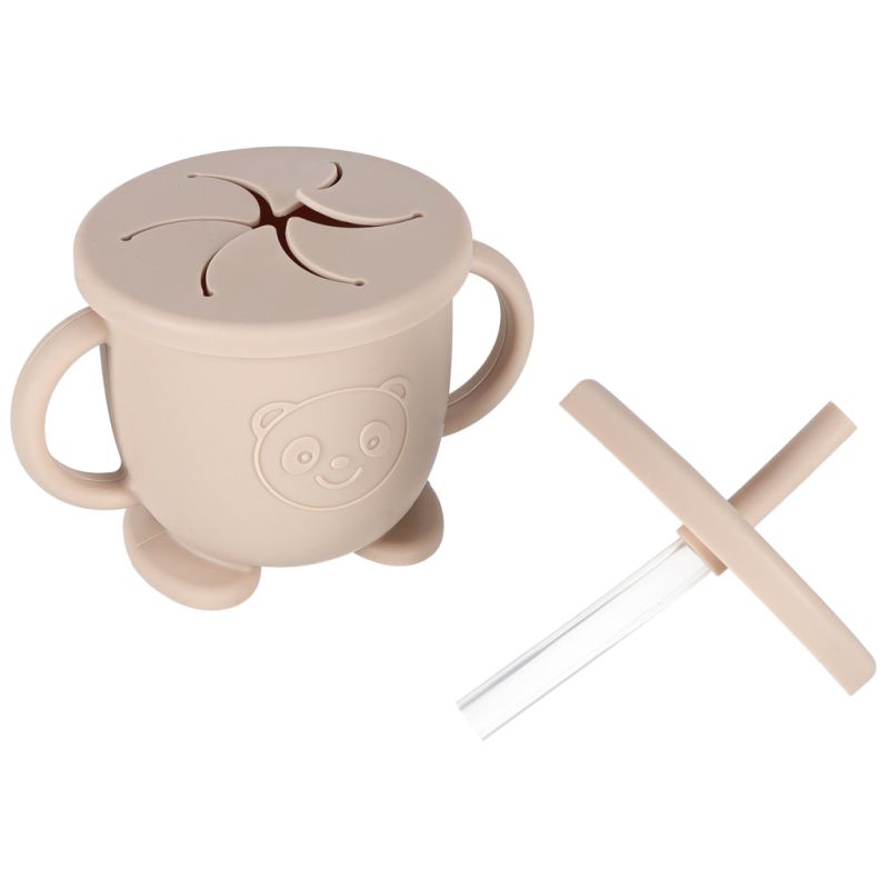 Naczynia silikonowe dla dzieci niemowląt krab zestaw 9 elementów beżowe - obrazek 6