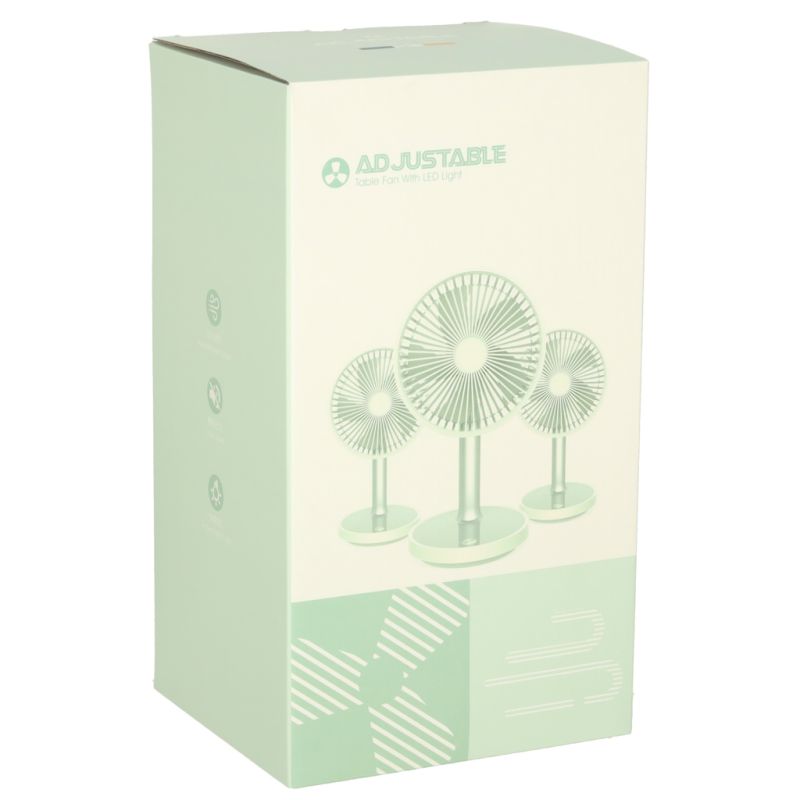 Wentylator biurkowy wiatrak przenośny bezprzewodowy USB z akumulatorem regulowany 4 poziomy mocy LED 38cm biały - obrazek 9