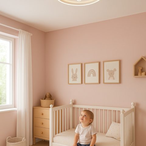 Lampa LED sufitowa plafon do pokoju dziecięcego ściemniana + pilot księżyc biała