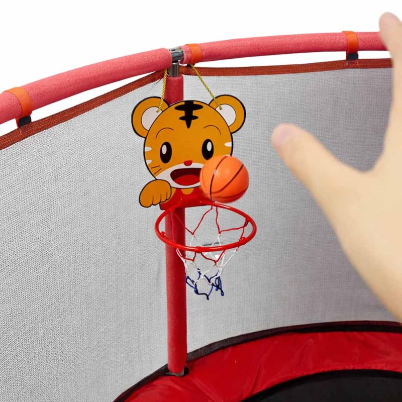 Trampolina dla dzieci ogrodowa siatka piłki koszykówka 155cm czerwona - obrazek 5