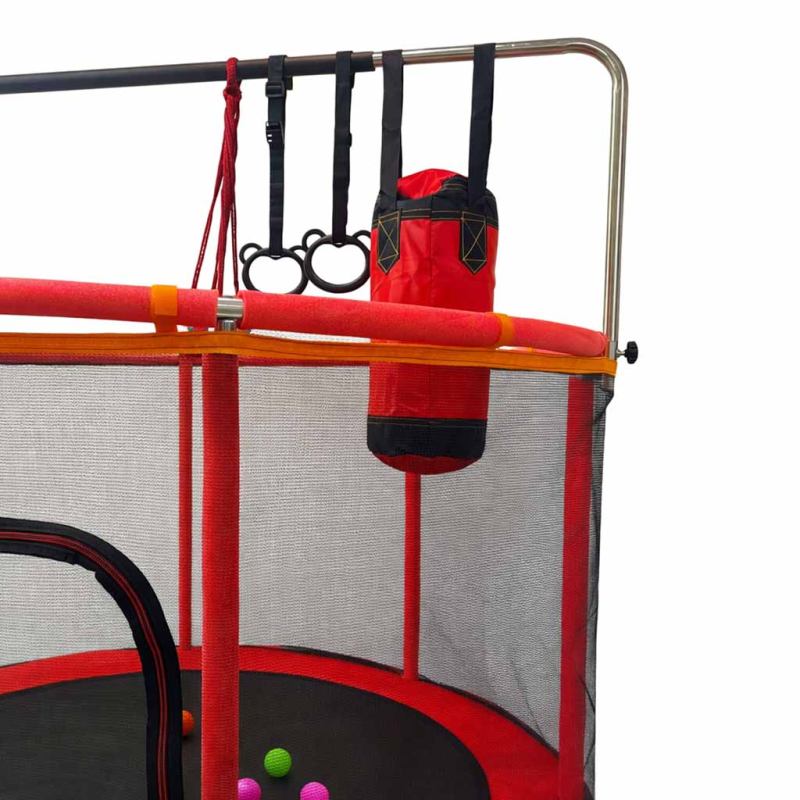 Trampolina dla dzieci ogrodowa siatka piłki koszykówka 155cm czerwona - obrazek 6