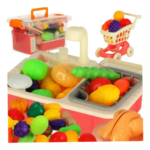 Warzywa do krojenia zlew wózek zakupy garnki zestaw AGD 54 el