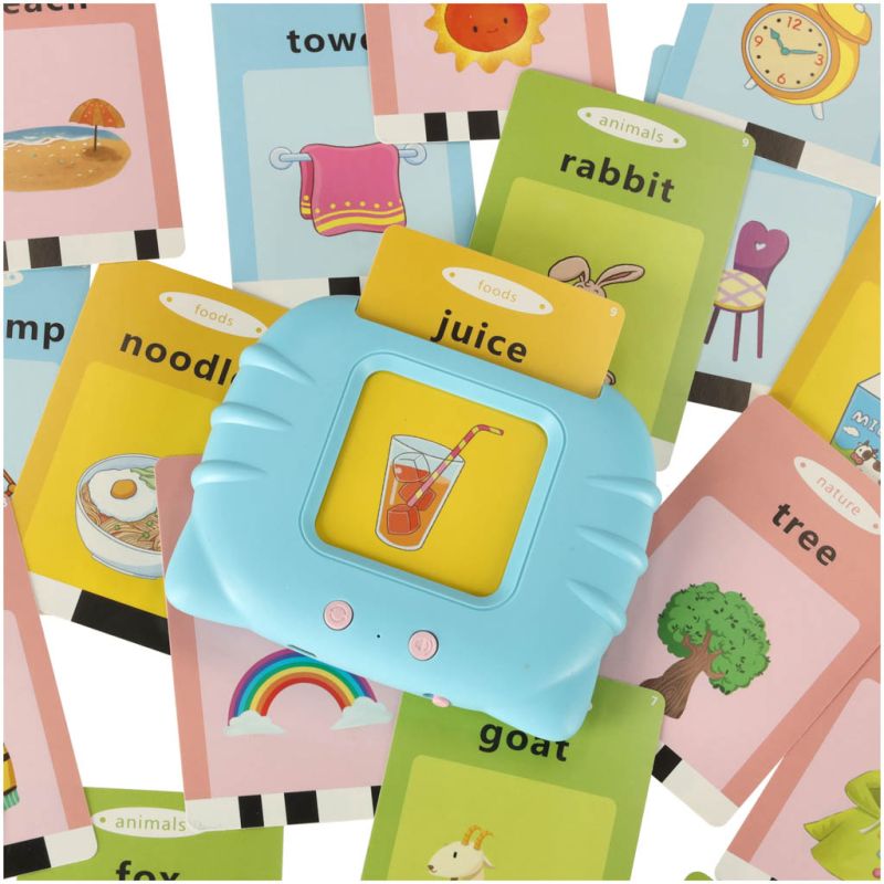 Nauka języka angielskiego czytnik kart do nauki słówek fiszki niebieski - obrazek 9