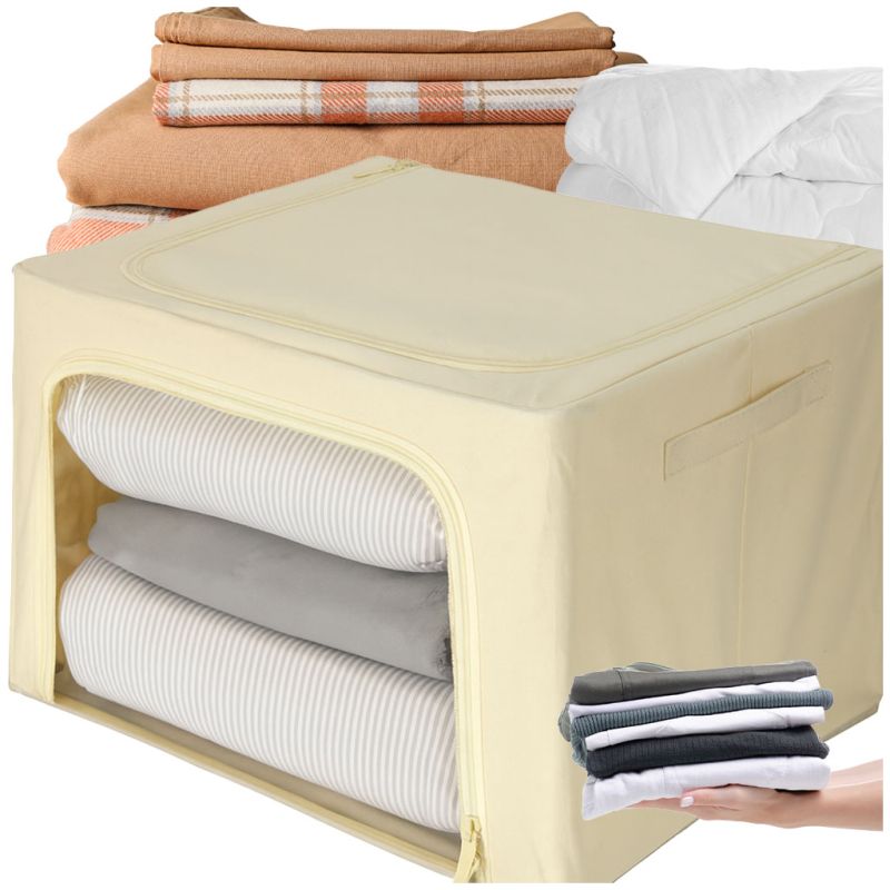 Organizer na pościel do szafy torba ze stelażem do przechowywania na ubrania zabawki 66L - obrazek 9