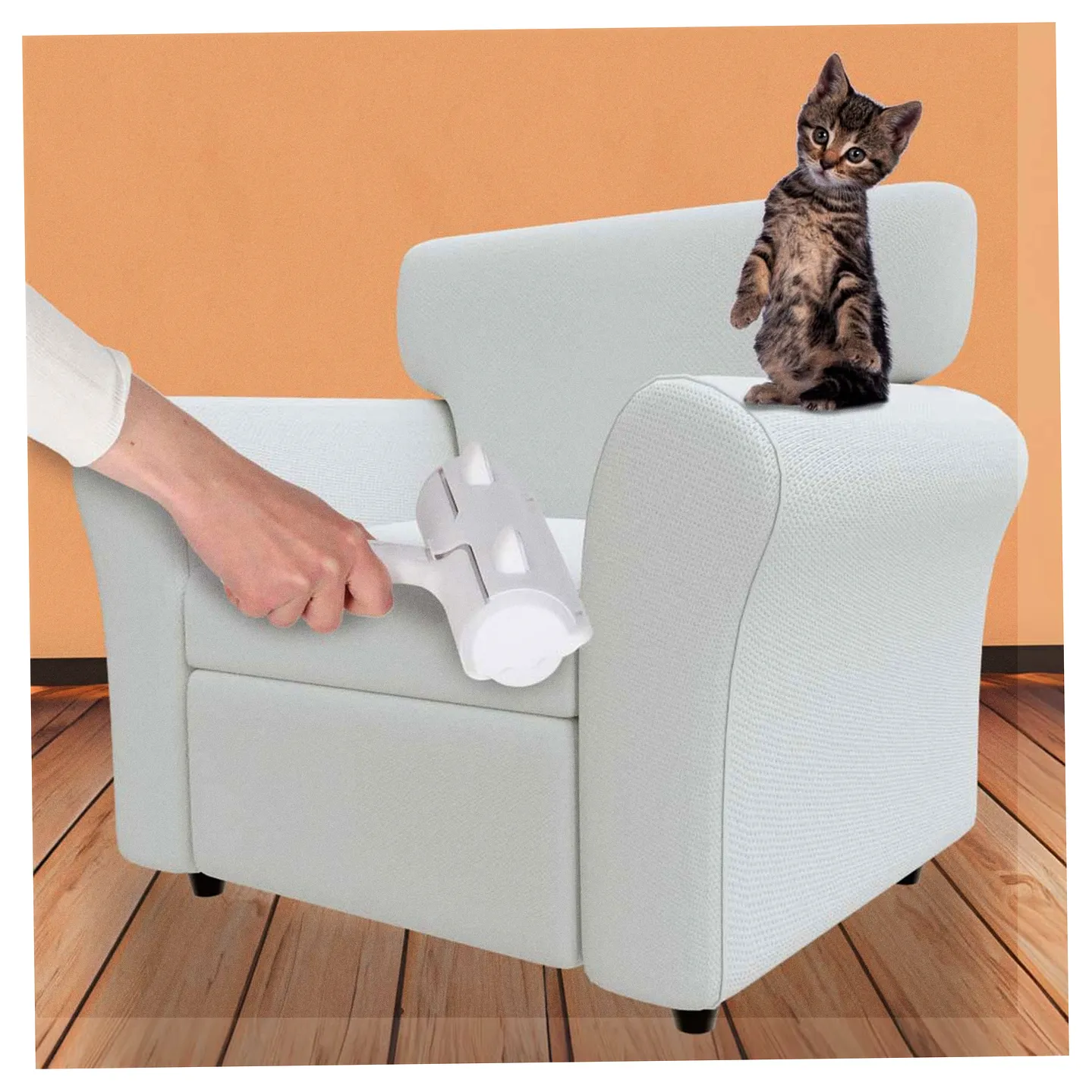 Szczotka wałek rolka do czyszczenia sierści z ubrań tapicerki biała niebieska - obrazek 8