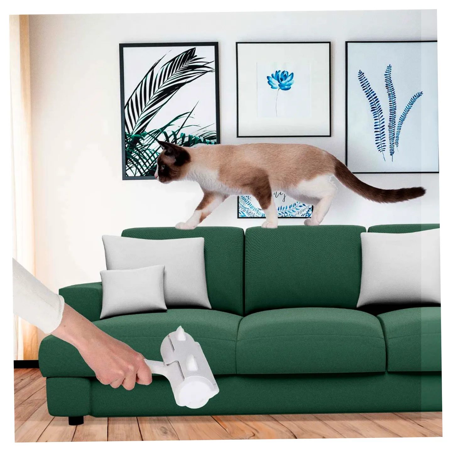 Szczotka wałek rolka do czyszczenia sierści z ubrań tapicerki biała niebieska - obrazek 9