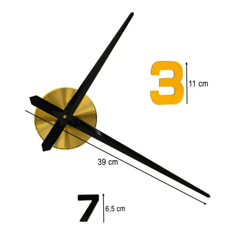Zegar ścienny naklejany DIY regulowany 100-120 cm czarny złoty 12 cyfr