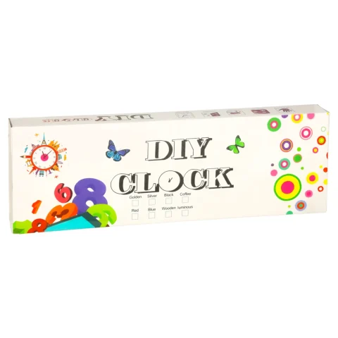 Zegar ścienny naklejany DIY regulowany 80-90 cm złoty kolorowy 4 cyfry