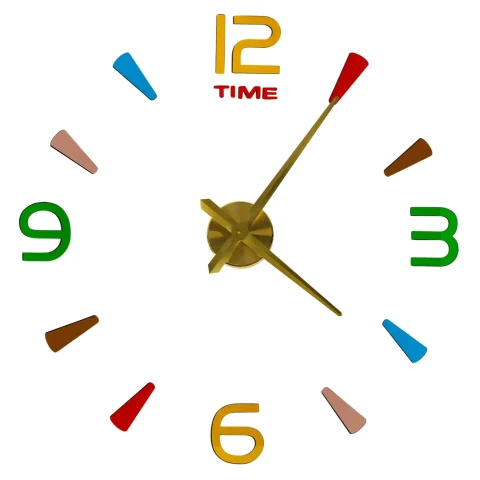 Zegar ścienny naklejany DIY regulowany 80-90 cm złoty kolorowy 4 cyfry