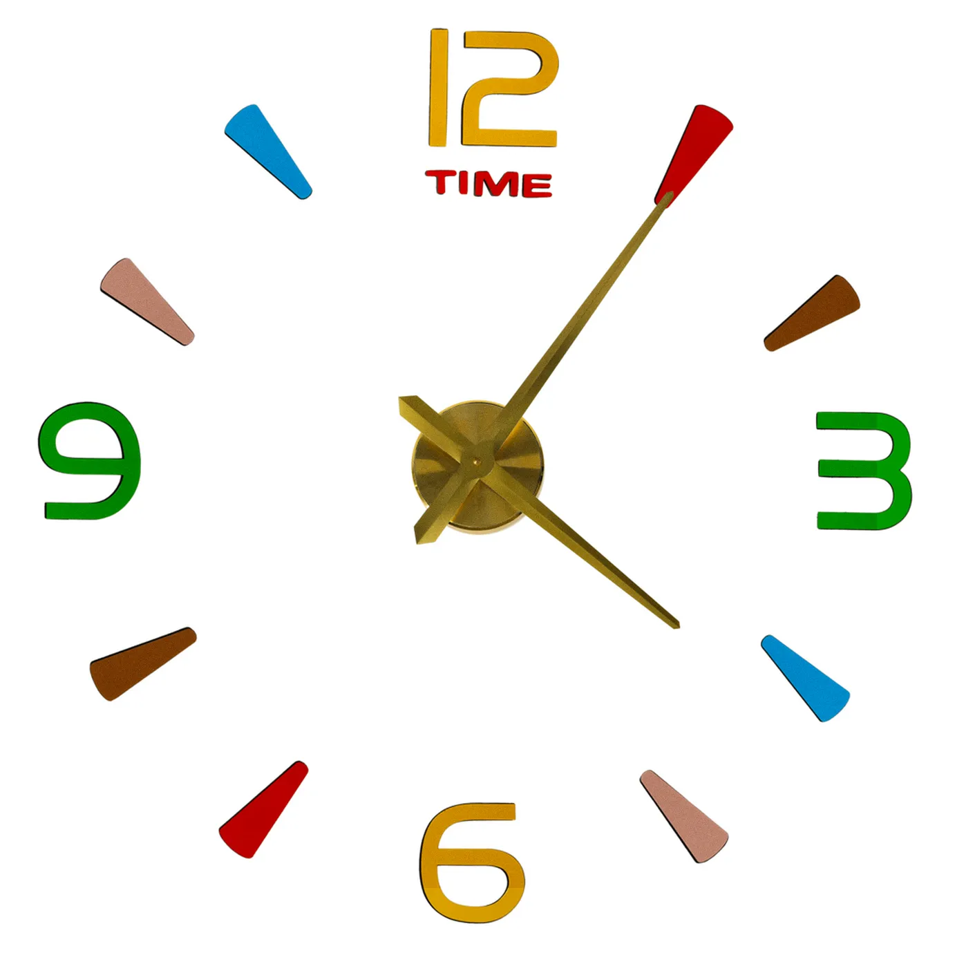 Zegar ścienny naklejany DIY regulowany 80-90 cm złoty kolorowy 4 cyfry