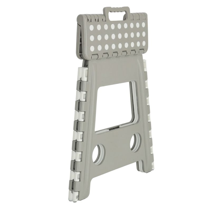 Stołek taboret składany antypoślizgowy wysoki 39cm jasny szary - obrazek 3