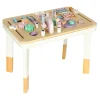 Tablica manipulacyjna LULILO LUDO stolik drewniany sensoryczny 2w1 różowy