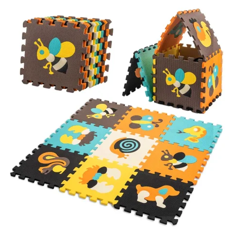 Mata edukacyjna piankowa puzzle zwierzątka kolorowa 85 x 85 cm 9 elementów