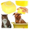 Szczotka silikonowa czyścik myjka do mycia psów kotów z dozownikiem żółta