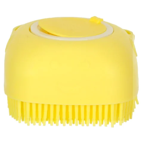 Szczotka silikonowa czyścik myjka do mycia psów kotów z dozownikiem żółta