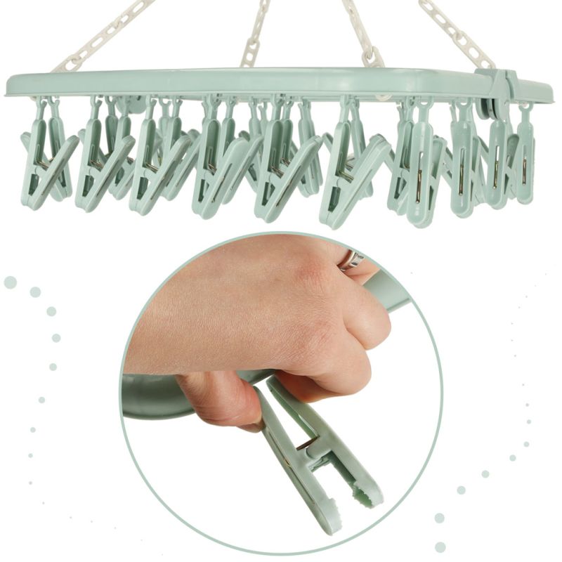 Wieszak suszarka na pranie na skarpetki bieliznę 32 klamerki niebieski - obrazek 5