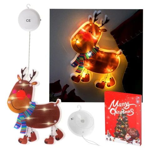 Lampki LED wisząca ozdoba dekoracja okna świąteczna przyssawka renifer
