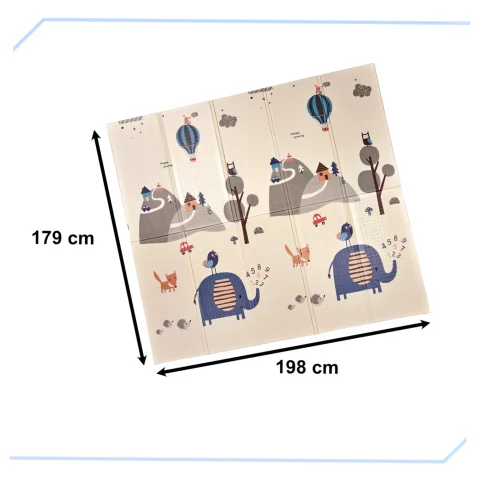 Mata edukacyjna piankowa dwustronna składana słonie las 180 x 200 cm