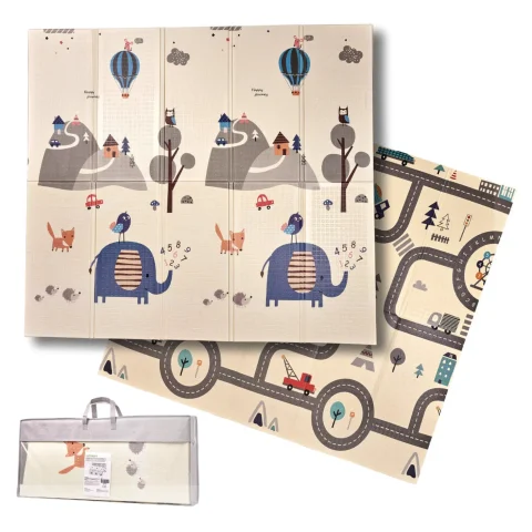 Mata edukacyjna piankowa dwustronna składana słonie las 180 x 200 cm