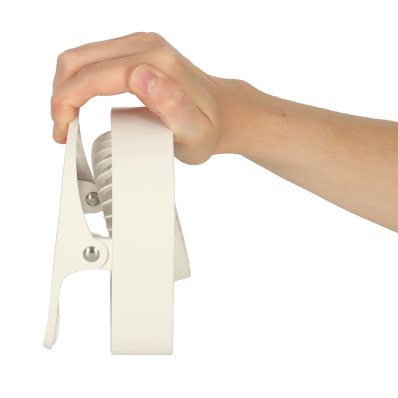 Wentylator biurkowy wiatrak z klipsem bezprzewodowy USB chłodzenie 3 poziomy mocy 11,5cm biały - obrazek 8