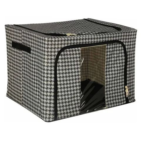 Organizer na pościel ubrania do szafy pokrowiec torba ze stelażem biały czarny 100L