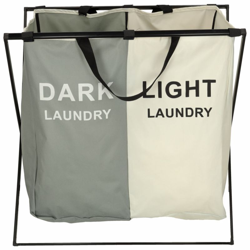 Kosz na pranie segregacja organizer 2 komory - obrazek 3