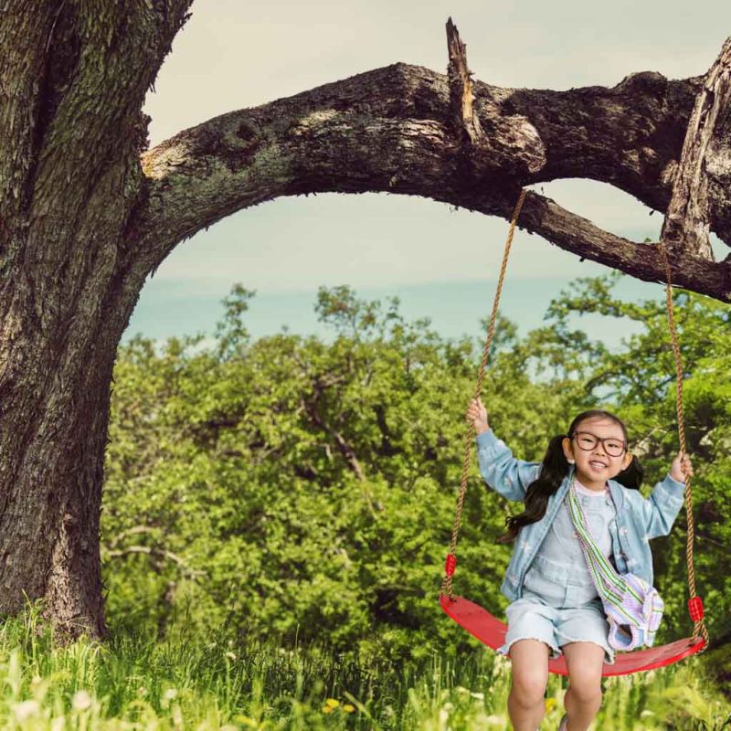 Huśtawka ogrodowa dla dzieci płaska wytrzymała czerwona - obrazek 9
